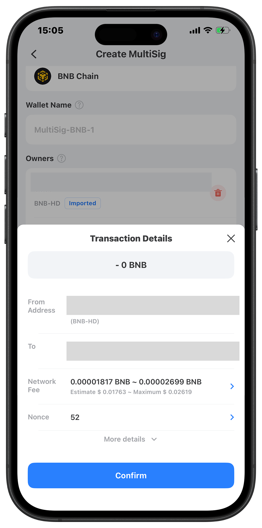confirm and finish wallet creation