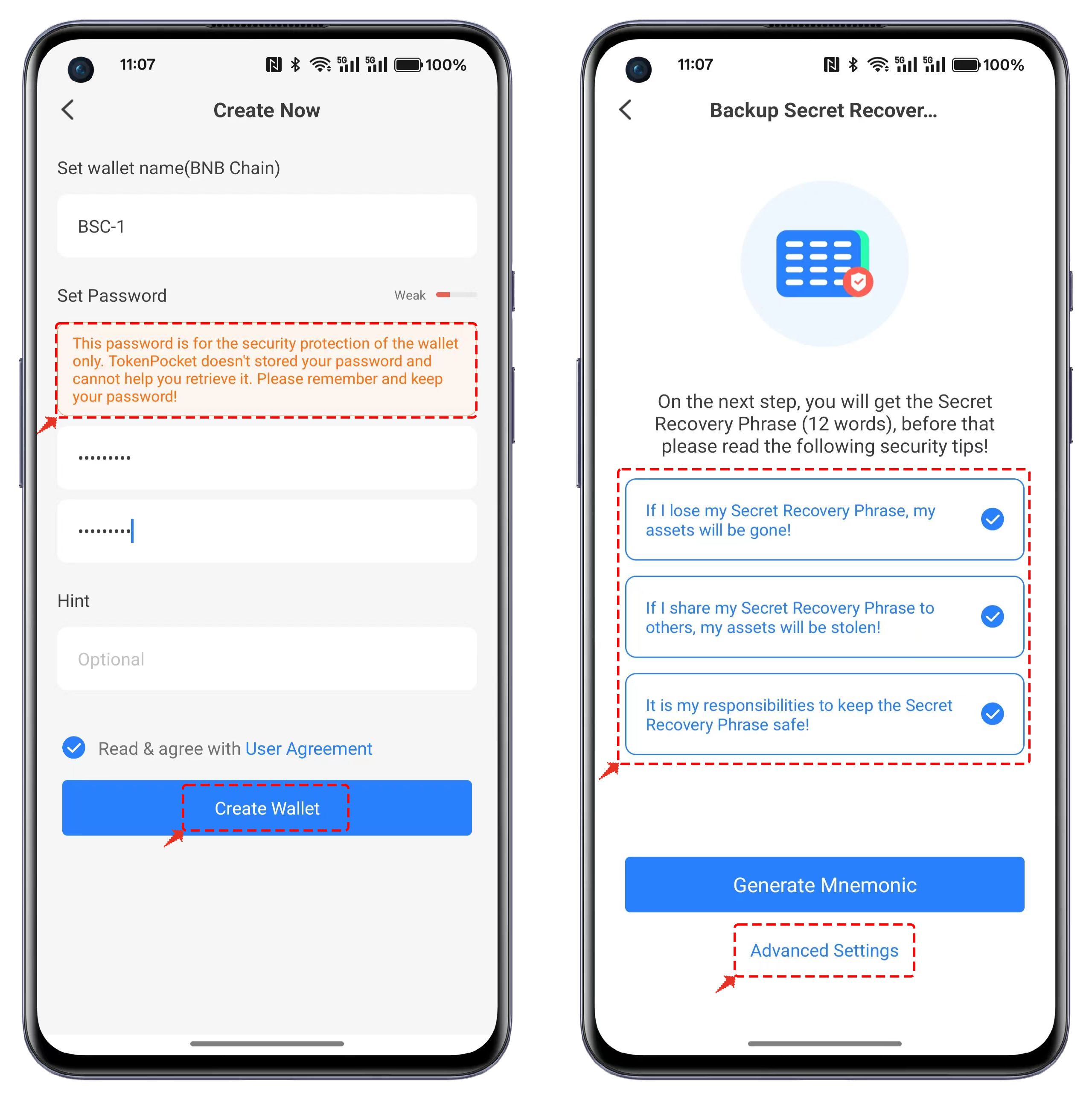 Set your password and other identity information