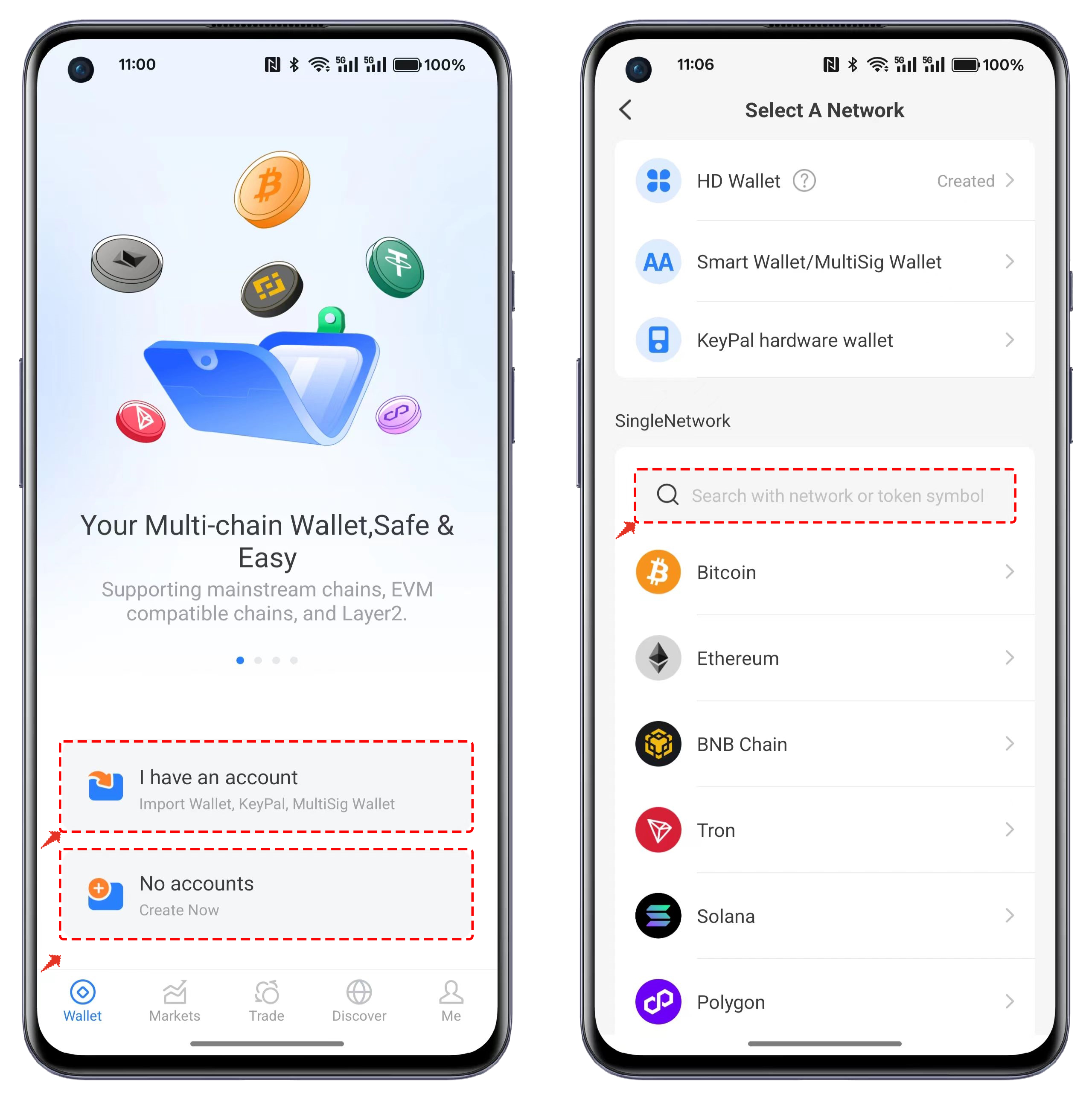 New users creating a wallet page